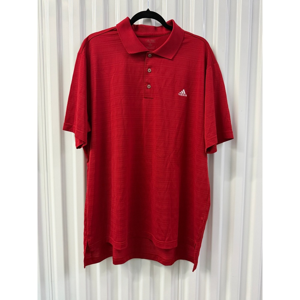 Adidas Golf Polo Shirt Mens XL Red Excellent Textured Short Sleeve Breathable